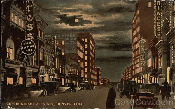 Curtis Street at Night Denver Colorado