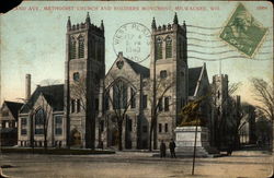 Methodist Church and Soldiers Monument Postcard