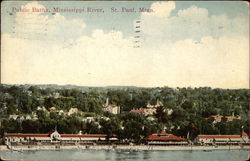 Public Baths on the Mississippi River Postcard