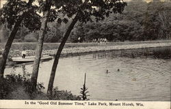 In the "Good Old Summer Time," Lake Park Mount Horeb, WI Postcard Postcard