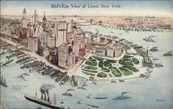 Bird's Eye View of Lower New York Postcard