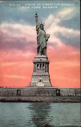 Statue of Liberty at Sunrise, New York Harbor Postcard Postcard