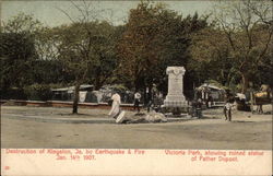 Victoria Park, Showing Ruined Statue of Father Dupont Postcard