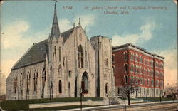 St. John's Church and Creighton University Postcard
