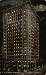 W.O.W. Building by Night, 14th and Farnam Streets Postcard
