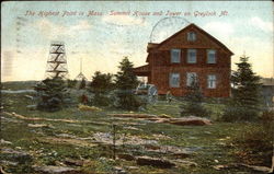 The Highest Point - Summit House and Tower on Greylock Mt Adams, MA Postcard Postcard