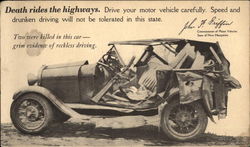 Death Drives the Highways Cars Postcard Postcard