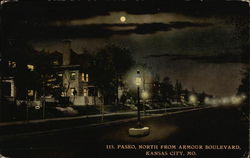 Paseo, North from Armour Boulevard Kansas City, MO Postcard Postcard