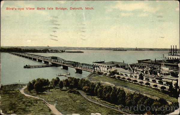 Bird's-eye View Belle Isle Bridge Detroit Michigan
