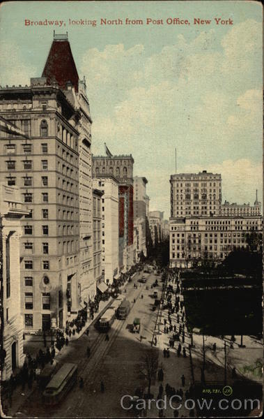 Broadway, looking north from Post Office New York