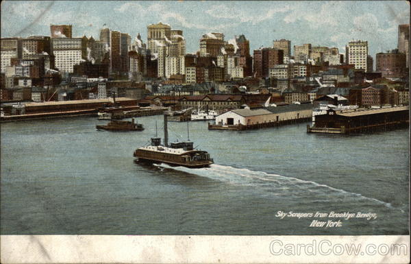 Skyscrapers from Brooklyn Bridge New York
