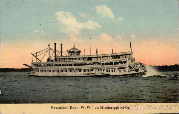 Excursion Boar W.W. on Mississippi River Steamers
