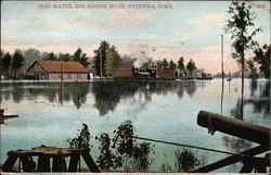High Water at Des Moines River Ottumwa, IA Postcard Postcard