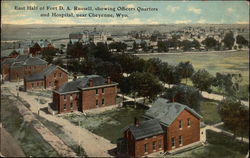 East Half of Fort D. A. Russell, showing Officers Quarters and Hospital, near Cheyenne Postcard