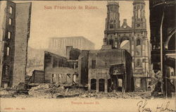 San Francisco in ruins; Temple Emanu El Postcard