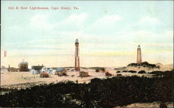 Old & New Lighthouse Cape Henry, VA Postcard Postcard