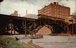 Metropolitan "L" Train, Crossing Jack-Knife Bridge Over Chicago River Postcard