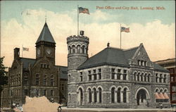 Post Office and City Hall Lansing, MI Postcard Postcard