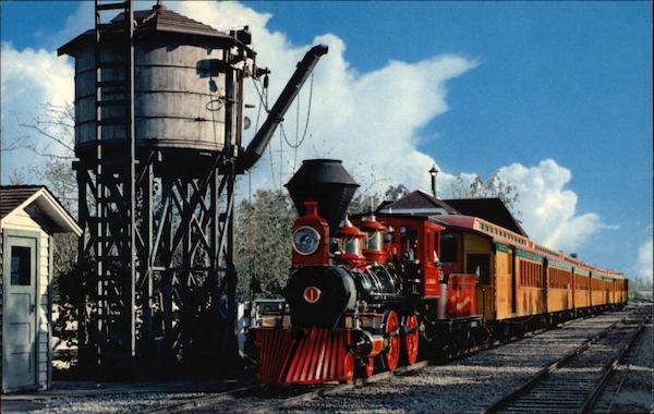Disneyland Passenger Train at Frontierland Water Tower Anaheim California