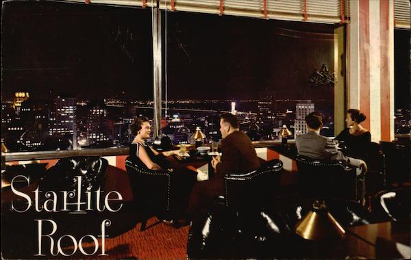 Night View of City from the Starlite Roof, Sir Francis Drake Hotel San Francisco California