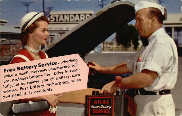 Free Battery Service - Standard Oil Advertising
