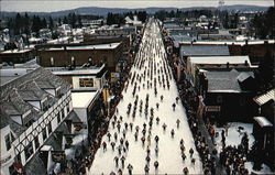 Cross Country Skiers In Town Hayward, WI Postcard Postcard