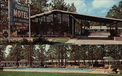 Folkston Motel - Forecourt & Swimming Pool Postcard