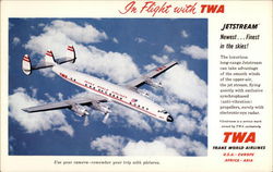 In Flight with TWA Postcard