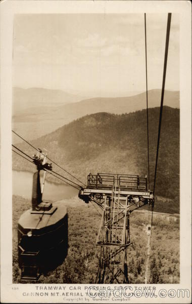 Tramway Car Passing First Tower Franconia New Hampshire