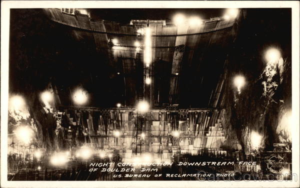 Night Construction, Downstream Face of Boulder Dam Nevada