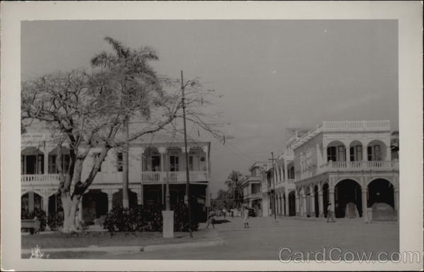 Old houses on Central Plaza Las Cayes Haiti Caribbean Islands