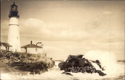 Surf at Portland Head Light Postcard