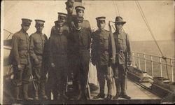 Soldiers on Boat Postcard