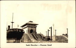 Lock Chamber - Panama Canal Postcard