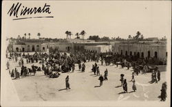 View of People in Town Postcard