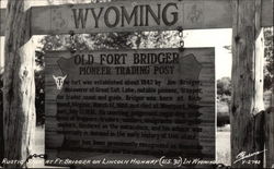Rustic Sign at Old Fort Bridger Wyoming Postcard Postcard