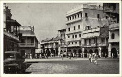 Main Square with Colonial Buildings Postcard