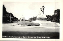 The Awakening of Egypt Statue and Cairo University Postcard