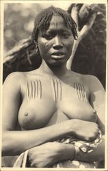 Nude African Woman with scarred chest Postcard Postcard