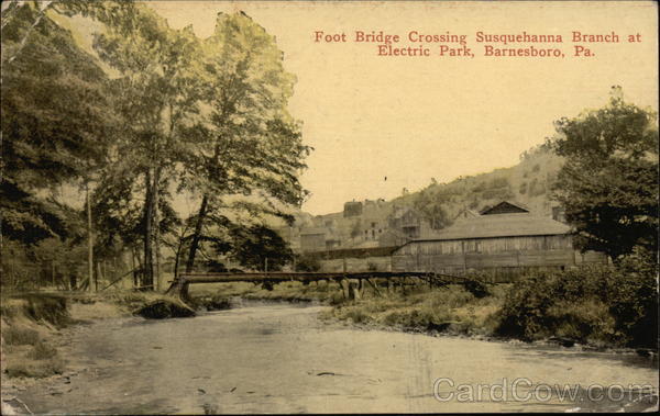 Foot Bridge Crossing Susquehanna Branch at Electric Park Barnesboro Pennsylvania