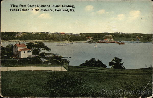 View from Great Diamond Island Landing, Peaks Island in the distance Portland Maine
