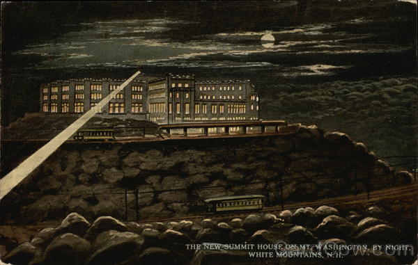 The New Summit House on Mt. Washington By Night White Mountains New Hampshire