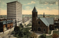 Penn and Highland Avenue, Looking South Postcard