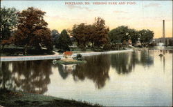 Deering Park and Pond Postcard