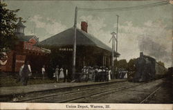 Union Depot Warren, IL Postcard Postcard