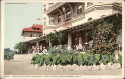 Veranda and Main Entrance at Hotel Potter Santa Barbara, CA Postcard Postcard