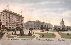 Hotel Whitcomb; Municipal Auditorium; City Hall Postcard