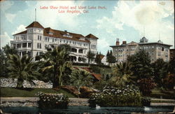 Lake View Hotel and West Lake Park Los Angeles, CA Postcard Postcard