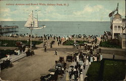 Asbury Avenue and Board Walk Asbury Park, NJ Postcard Postcard