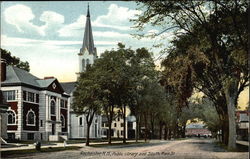 Public Library and South Main Street Rochester, NH Postcard Postcard